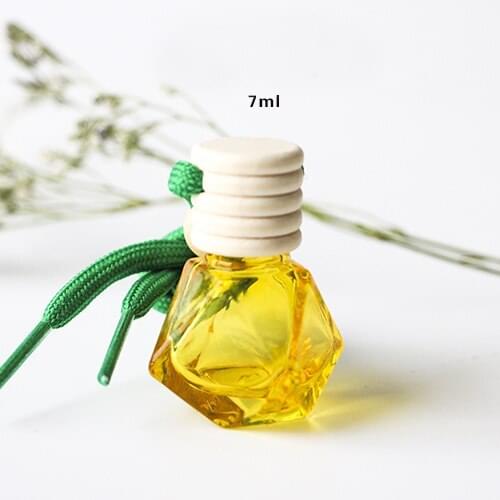10/20/50pcs 7ml Empty Yellow Glass Pendant Essential Oil Bottle for Car Decoration Fragrance Charming Hang Refillable Container