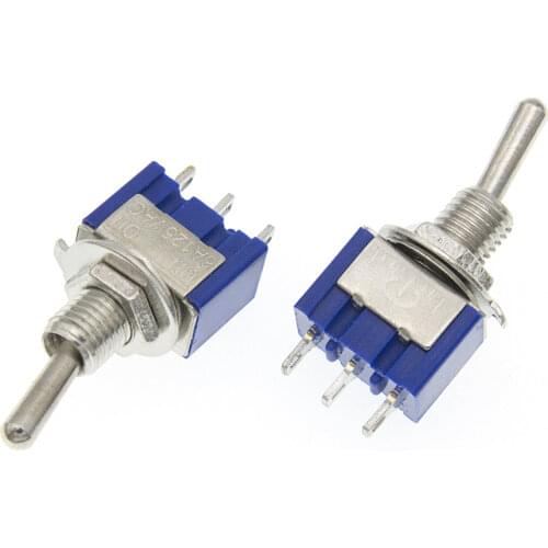 50pc/LOT Blue Mini MTS-102 3-Pin SPDT ON-ON 6A 125VAC Miniature Toggle Switches