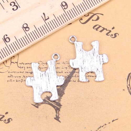 20pcs Charms jigsaw puzzle 21x18mm Antique Pendants,Vintage Tibetan Silver Jewelry,DIY for bracelet necklace