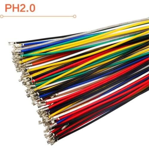 100pcs PH 2.0mm Crimps with Cable 24AWG 26AWG 22AWG 200mm