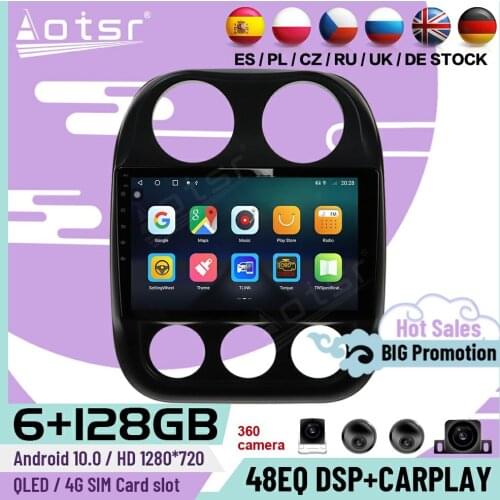 128G Carplay Android Player For Jeep Compass 2010 2011 2012 2013 2014 2015 2016 GPS Navi Auto Car Radio Video Receiver Head Unit