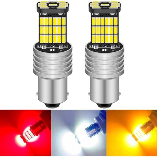 2pcs P21W 1156 BA15S BAU15S PY21W Led Brake Lights T15 W16W 7443 W21W W21/5W Auto Signal Lamp T25 3157 P27W 45SMD 4014 Chips