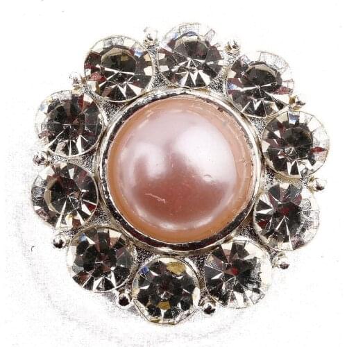 30Pcs Sew on Rhinestone Button Claw Crystal Strass Floral Flower Shape Pearl Buttons Applique DIY Clothing Shoes 22mm