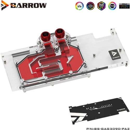 Barrow GPU Water Block For Galaxy RTX 3090 3080 Gamer OC Full Cover Watercooler, With Back Plate ,BS-GAG3090-PA2