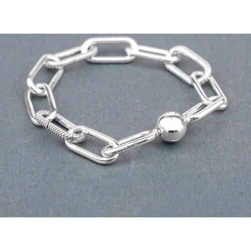 Authentic 925 Sterling Silver Me Link Fashion Bracelet Fit Pandora Women Me Bead Charm Bangle Gift DIY Jewelry