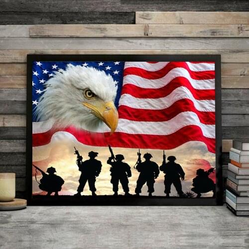 Eagle USA Flag Soldier Diamond Painting Full Drill America Patriotic Rhinestone Embroidery Cross Stitch Home Decoration Gift