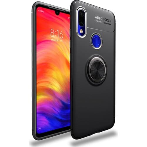 MAKAVO For Xiaomi Redmi Note 7 Case Finger Ring Holder Matte Soft Silicone Back Cover For Xiami Redmi Note 7S Phone Case