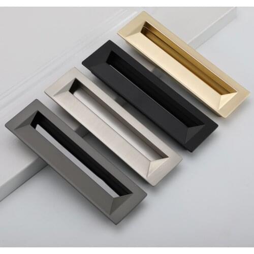 Black Invisible Handle Embedded Concealed Kitchen Cabinet Door Wardrobe Drawer Gold Modern Moving Door Handle