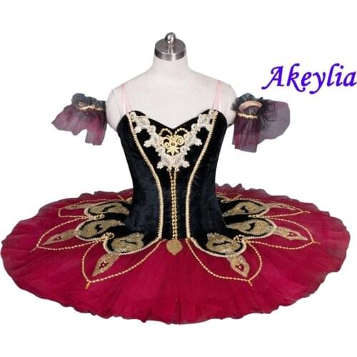 Black Red Professional Ballet Tutu for Girl Classical Ballet Tutu Stage Costume Green Adult Performance Pancake Tutu Spain Dress
