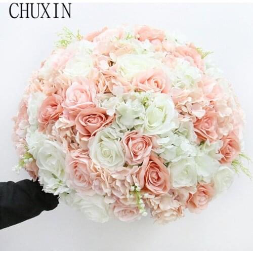 60cm Hemisphere Flower Ball Large Size Silk Rose Peony Artificial Flower Wedding Decoration Table Layout For New Year Wedding