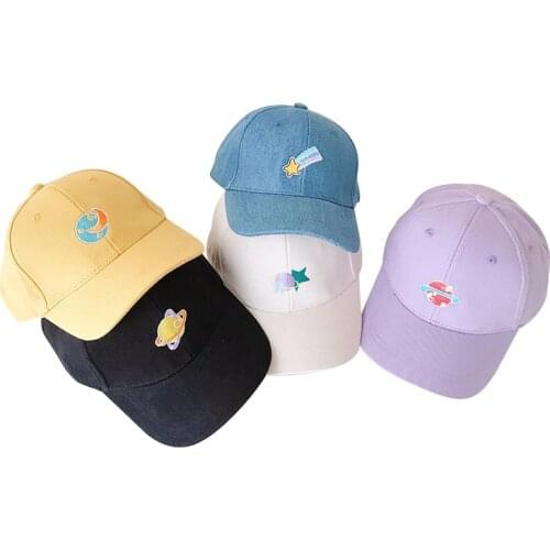 Kids Baseball Cap Spring Summer Sun Hat Adjustable Cartoons Star Planet Baby Girls Boys Hats Children Accessories 2-7Y