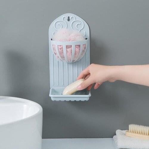 Double layer kitchen bathroom shelf wall stick soap box holder soap soap drain rack with drain bathroom shower storage box