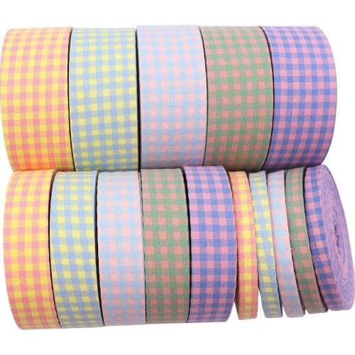 5 Yard Plaid double-sided thickening Wrapping Mobile Phone Straps Refreshing stripe pattern Decoration Ribbon Multiple sizes