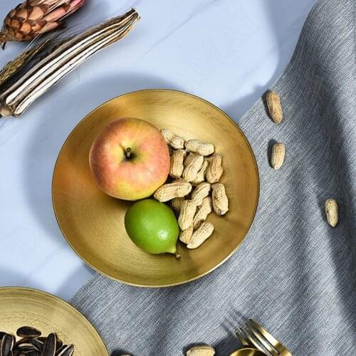 European Brass Storage Trays Simplicity Living Room Desktop Fruit Snacks Tray Bedroom Cosmetic Container Home Decoration Modern
