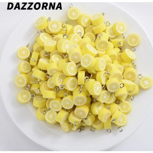 Hot 30-90Pcs/pack Cute Lemon Shape Beads Polymer Clay Spacer Loose Beads DIY Necklace Bracelet Earrings Jewelry Findings Making