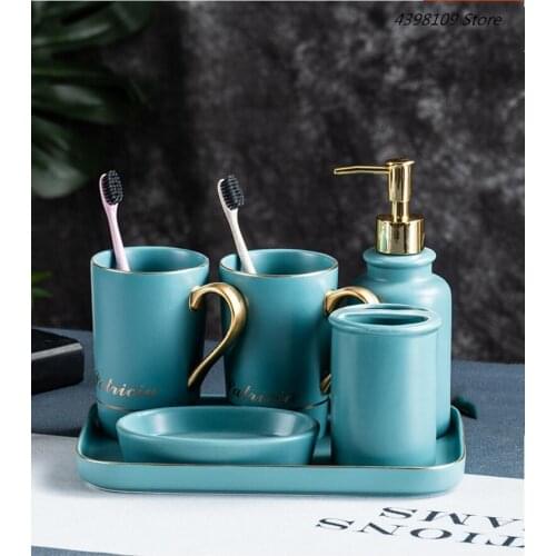 Nordic matte ceramic bathroom supplies / toothbrush holder / soap dispenser / cup / washing set bathroom decoration accessories
