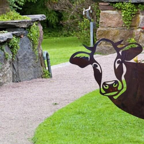 Metal Peeping Cow Wall Cow Decor Farm Peeping Cattle Metal Art Garden Ornament Tree Pendant Cattle Garden Statues Sculptures Hot