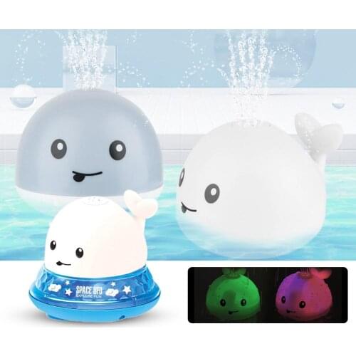Cute Waterproof Light Music Electric Induction Water Spray Whale Baby Bath Toy