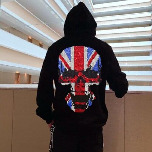 2021 Winter Designer Mens Loose Pullover Casual Hoodie Skull Pattern Warm Top Sweatshirt