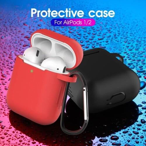 Soft silicone for Airpods 2/1 case simple universal headset shockproof cases apple Air Pods 2 case liquid covers with keychai