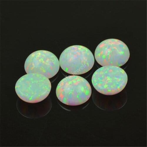 Wholesale 1.5mm to 10mm Round Cabochon Flat buttom loose opal stones OP17 white synthetic gemstone for jewelry making