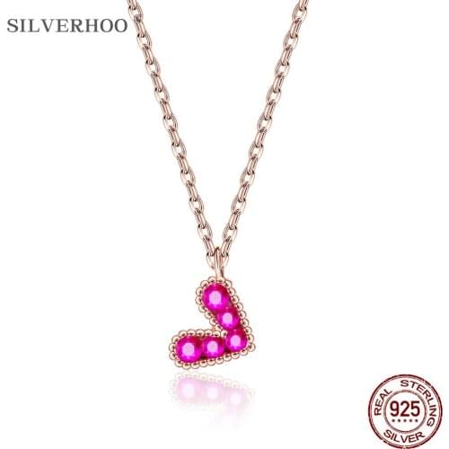 SILVERHOO Necklaces For Women 925 Sterling Silver Heart Shaped Popular Party Brithday Fine Jewelry Valentine Day Gift Hot Sale