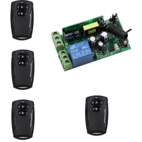 AC85V 110V 120V 220V 250V 1CH Wireless Remote Control Switch 4*Transmitter with 2Button Receiver for Appliances Gate Garage Door