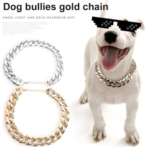 Strong Metal Dog Chain Collars Stainless Steel Pet Training Choke Collar For Large Dogs Pitbull Bulldog Silver Gold Show Collar