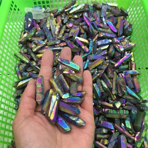 100g Drop Shipping Titanium Aura Crystal Gemstone Point Reiki Healing Rainbow Aura Gemstone Crystal Point Meditation For Sell