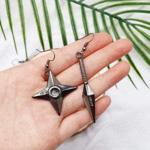 Naruto Drop Earrings Dart Weapon Konoha Dangle Earrings Japan Ninja Cosplay Anime Cool Statement Gothic Jewelry for Cos Lovers