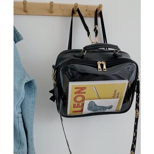 Dual Use School Bags Backpack Crossbody Bag Transparent Rucksack for Women Girls Student Preppy Style