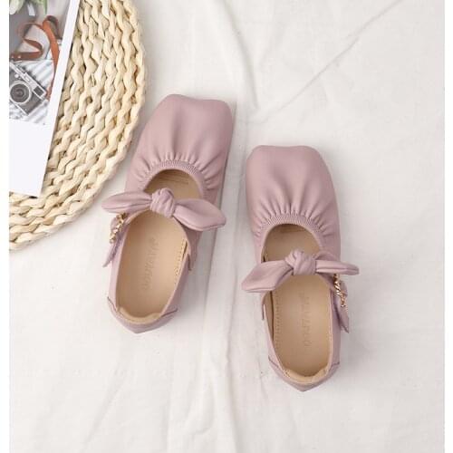 Girls Leather Shoes Childrens Moccasin-Gommino Black Western Style Soft Bottom Princess Shoes Square Head Single Shoes