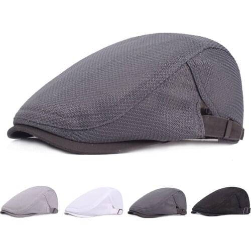 Unisex Solid Color Net Cap Polyester Newsboy Caps Hats Portable Casual Men Women Berets Flat Driving Hunting Golf Cabbie Cap