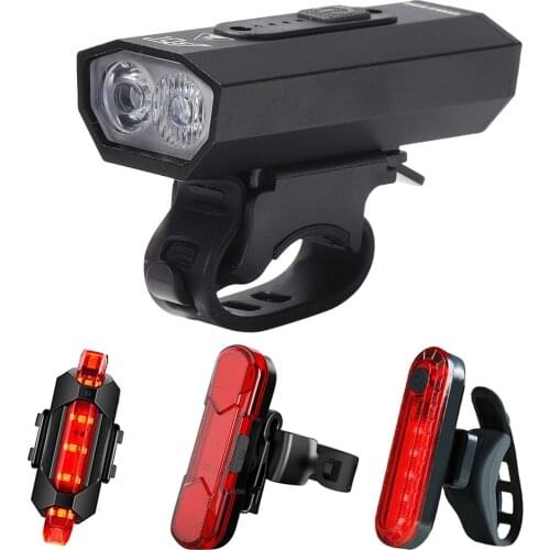 Bike Bicycle Headlight T6 LED 1000LM 10W USB LED Rechargeable Set Mountain Cycle Front Back Headlight Lamp Flashlight