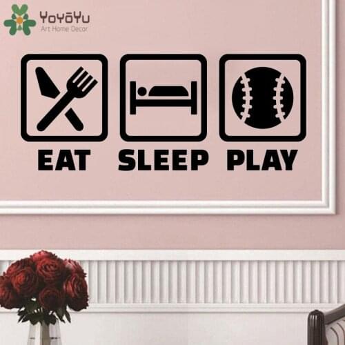 YOYOYU Wall Decal Eat Sleep Play Baseball Poster Vinyl Mural For Living Room Removable Wall Stickers Home Decoration QQ15