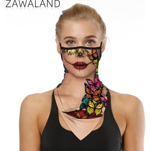 Zawaland Halloween party Funny Print Balaclava Bandana Ski Face Scarfs Headwear Outdoors Neckerchief Triangular Scarves