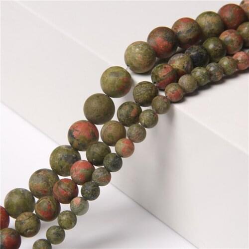 Green Unakite Stone Beads Matte Natural Jaspers Gem Beads Round Spacer Bead For DIY Jewelry Making Fashion Bracelet Earring Ring