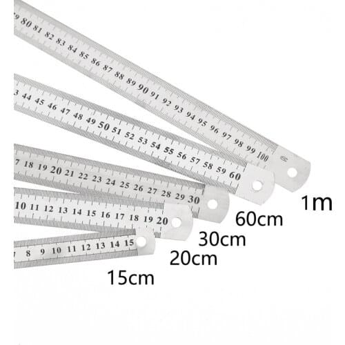 1PC 15cm/20cm/30cm/50cm Double Side Scale Stainless Steel Straight Ruler Measuring Tool School Office Supplies For Students