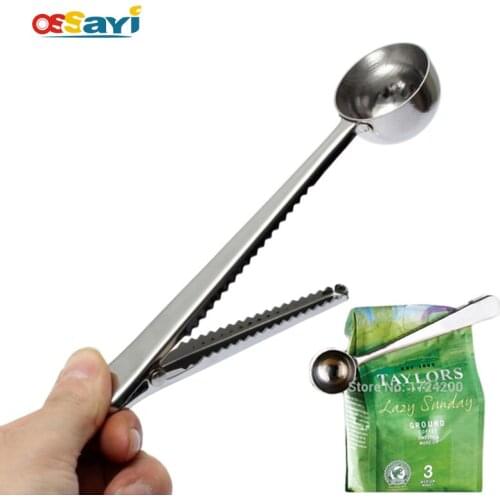 1 pcs Multifunction Stainless Steel Coffee Scoop With Clip Coffee Tea Measuring Scoop 1Cup Ground Coffee Measuring Scoop Spoon