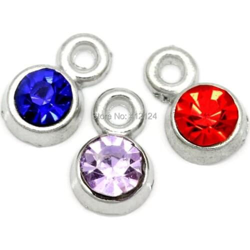 1250Pcs Wholesale Mixed Rhinestone Charms Silver Tone Pendants Jewelry Making Component 8x5mm(3/8"x1/4")