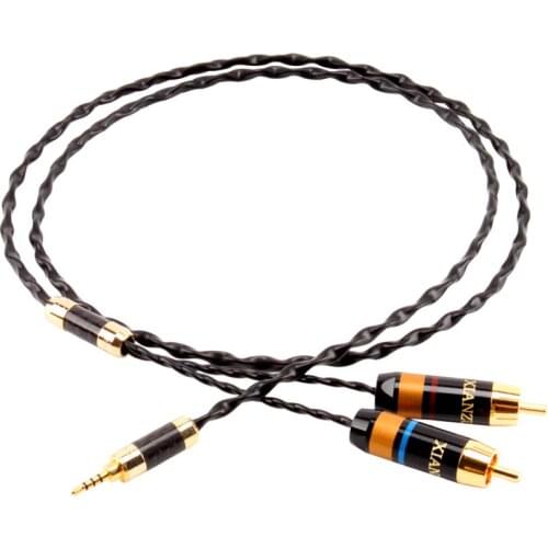 4.4mm balanced one point two audio cable 2.5mm to double lotus head 1 point 2RCA connection audio amplifier