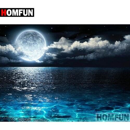 HOMFUN Full Square/Round Drill 5D DIY Diamond Painting "Moonlight sea" 3D Diamond Embroidery Cross Stitch Home Decor A18522