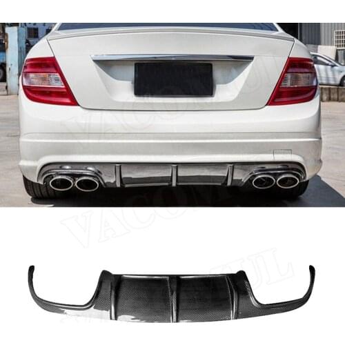 For W204 Carbon Fiber Rear Bumper Lip Diffuser Spoiler for Mercedes Benz C Class C63 AMG 2008 - 2011 Car Styling