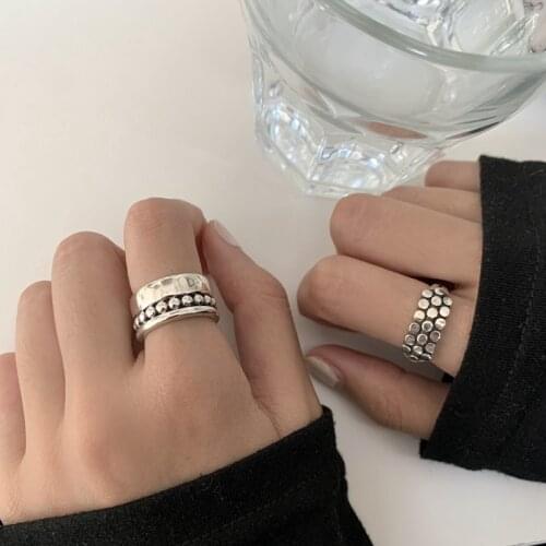 Vintage Korean Big Women Rings Cool Width Jewelry Beautiful Retro Silver Plated Finger Rings for Girls Women Simple Hot Rings
