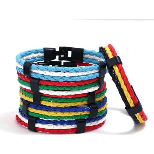 Navy Country Spain Flag Bracelets Men Colorful Survival Leather Bracelet Women Femme Infinity Jewelry Handmade Lucky Gift