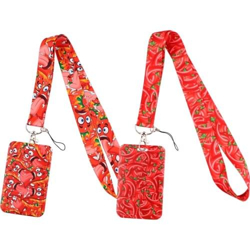 BG1424 Red Chili Lanyard For Key Mobile Phone Hanging Rope USB ID Card Badge Holder Keychain DIY Lanyards