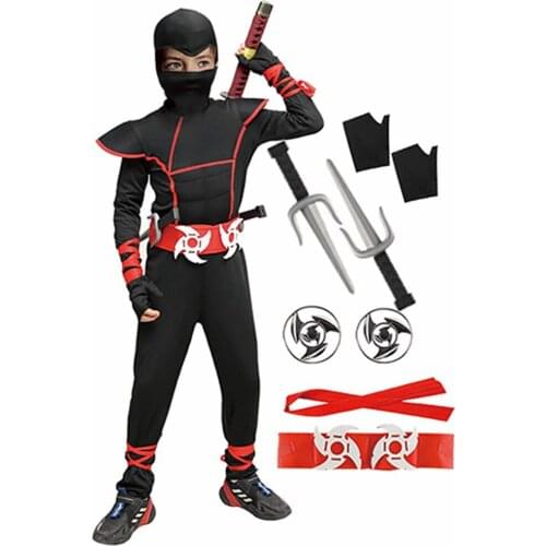 Ninja Costume Boys Halloween Kids Costume Ninja Muscle Cosplay Japanese Samurai Warrior Fancy Dress Ninja Party Suit