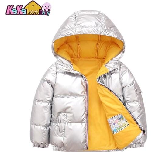 2020 Winter Boys Coats Jacket Kids Cotton Down Coat Snowsuit Fashion Pink Blue Silver Hooded Parka For Girls Coats Clothes