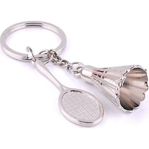Hot Sale Creative Metal Badminton Keychain diy Handmade Jewelry Accessories