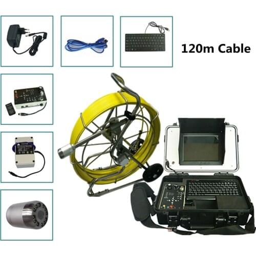 Sewer drain chimney pipe inspection 120m fibreglass push rod cable with 50mm CCD sensor pipeline inspection camera waterproof